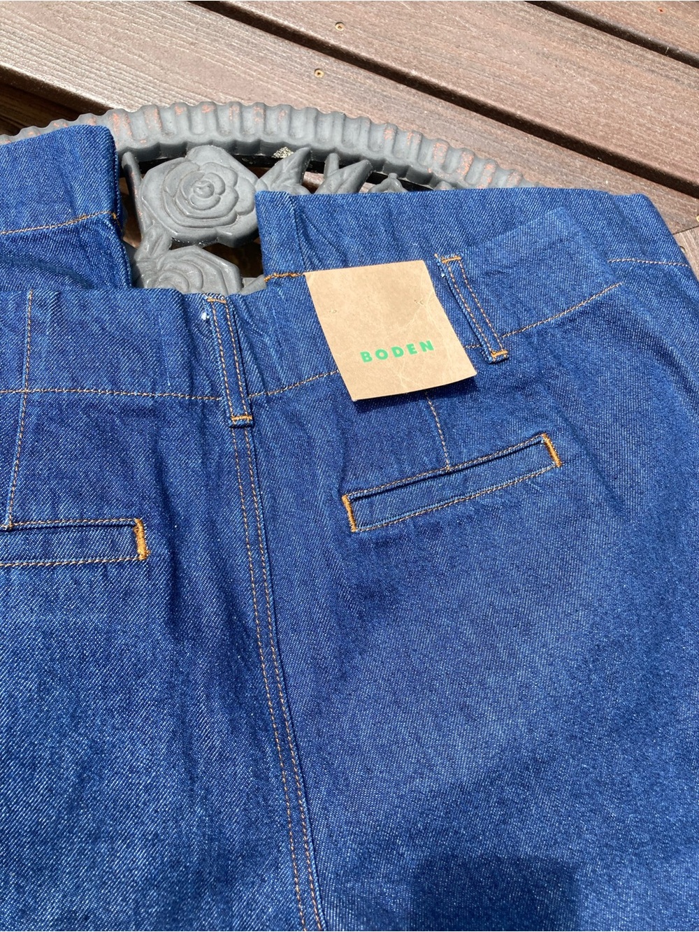 NWT BODEN Stitch Detail Wide Leg Jeans Indigo Dark Wash Size W31P - Picture 14 of 15